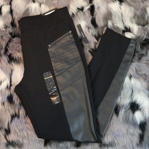 Black Worthington Faux Leather Panel Moto Leggings